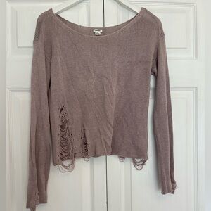 Garage scoop neck sweater distressed lavender size small